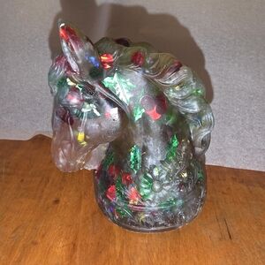 Red & Green Resin Horse Head Planter Pot Could DIY Paint It!